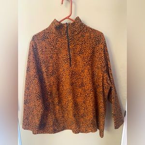 Animal print Lands’ End pullover fleece